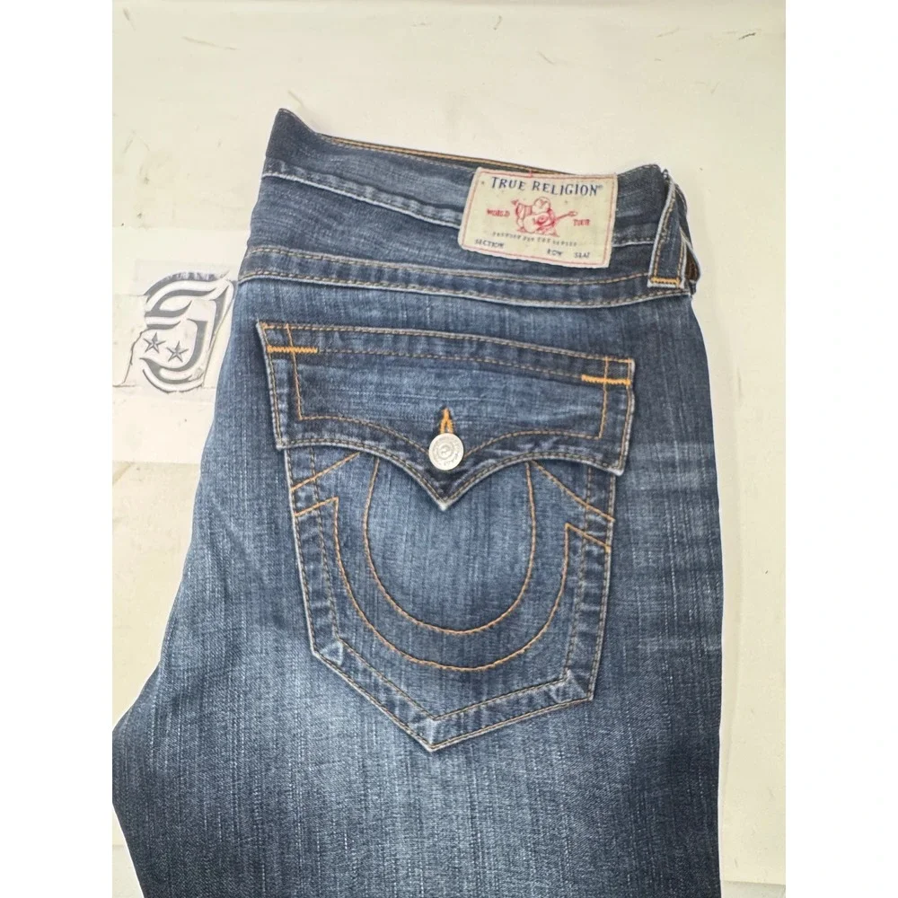 True Religion Men's Billy Flap Sn‎ Relaxed Bootcut Jeans Size 38 Made in Mexico
